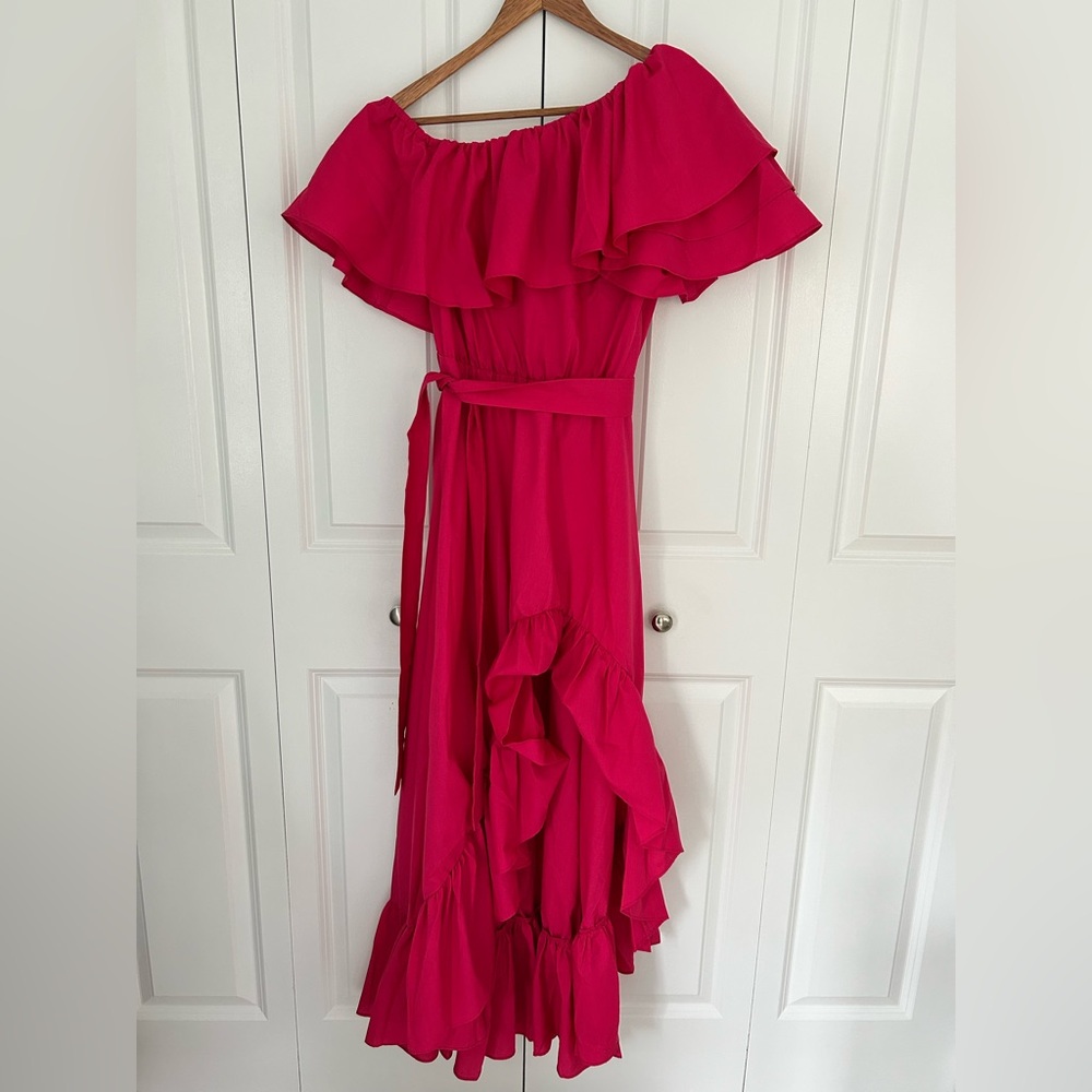 Andre Tan Designer Women's small high low elegant flowy feminine pink dress nwot - Picture 5 of 16